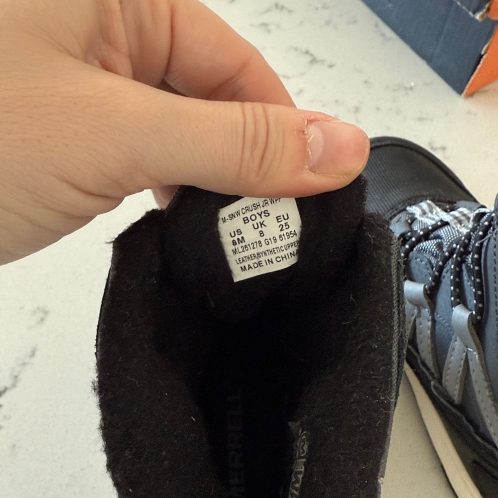 Merrell Toddler M-Snow CRUSH JR waterproof grey/black 8 New - Picture 9 of 9